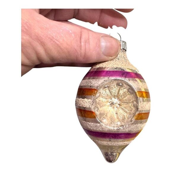 Vintage Shiny Brite Indent Poland Teardrop Lantern Glass Christmas Ornament Set - Picture 8 of 12